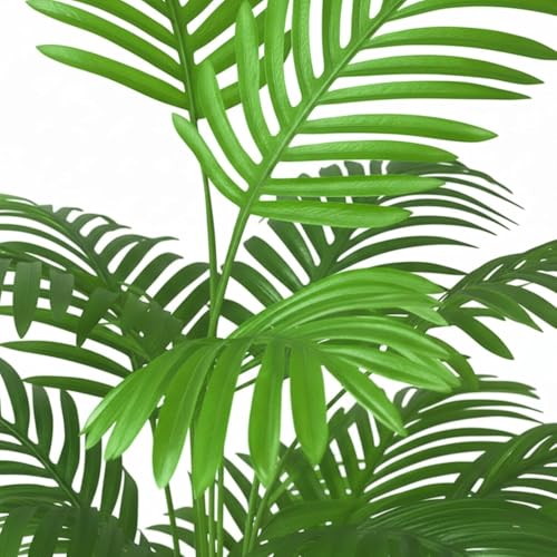 Image of Artificial Areca Palm Plant with Black Pot - 145 cm Tall Faux Tropical Decorative Plant with 35 Leaves for Home, Office & Living Room Decor