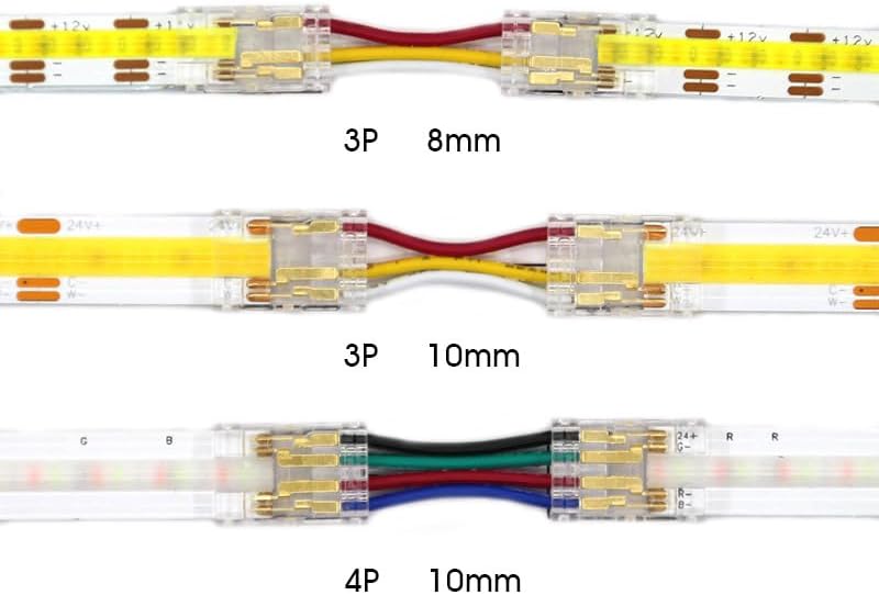 COB LED Connectors 5 8 10mm Connection Solderless For CCT FCOB RGB LED Strip Lights 2 3 4 Pin Connector Strip to Strip With Wire - (Color: OA3P-8-2, Package: 30PCS)