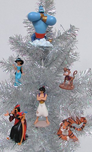Disney ALADDIN 6 Piece Christmas Ornament Set Featuring Aladdin, Jasmine, Genie, Abu, Rajah, and Jafar with Iago, Ornaments Average 2