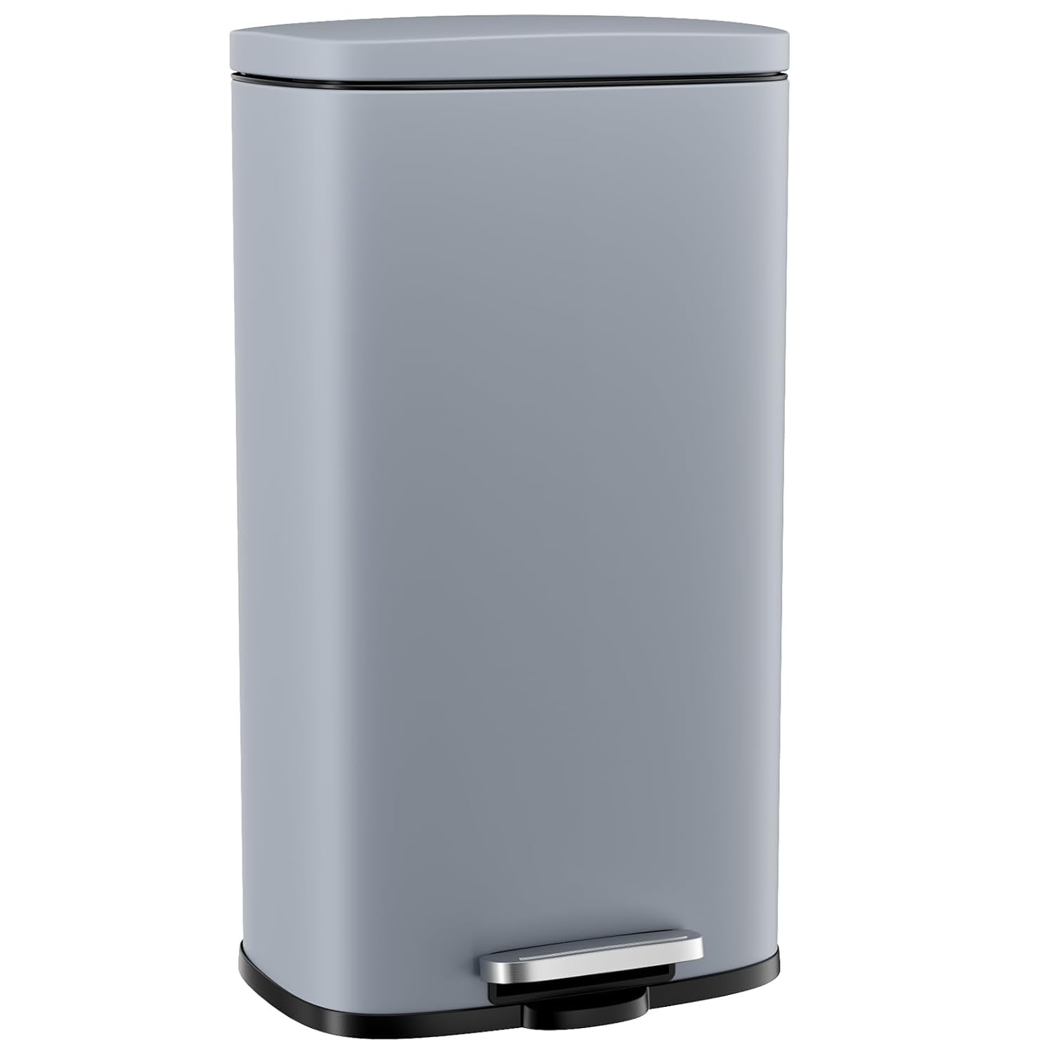 Clevich Mülleimer 50L aus Stahl, Abfalleimer, Tretmülleimer mit Soft-Close Deckel, Fußpeda, abnehmbarer Inneneimer aus Kunststoff, für Küche, Badezimmer, Büro - Grau