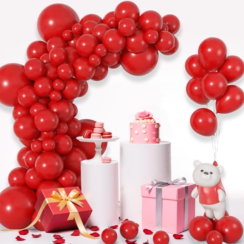 Image of Ouddy Life 157Pcs Red Balloons Arch Garland Kit, Red Latex Balloon Different Sizes for Women Girls Mother's Day Bachelorette Wedding Anniversary Birthday Party Decorations