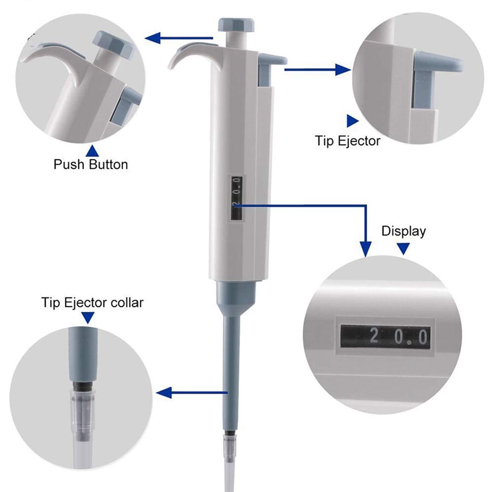 Mikropipette Variablenbereich 20-200 μl mit Kalibrierungsbericht (4 Stück)