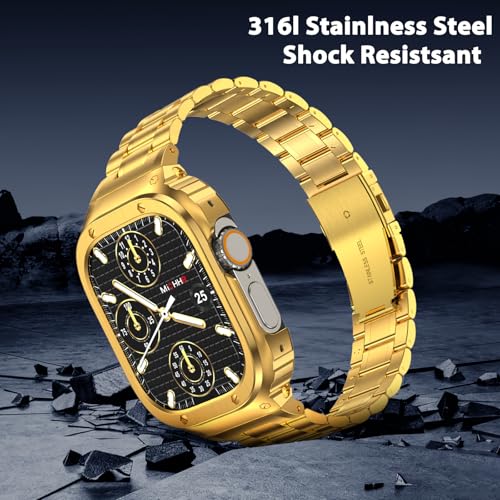 Image of MioHHR Stainless Steel Band with Case for Apple Watch Bands Ultra 3 /2 /1