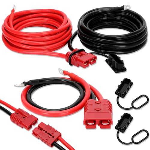 24 FT Quick Disconnect Winch Power Cable 2 Gauge 2 AWG Copper Wiring Heavy Duty Quick Disconnect Cables with Quick Connect Plugs for a Wide Range of Winching Applications