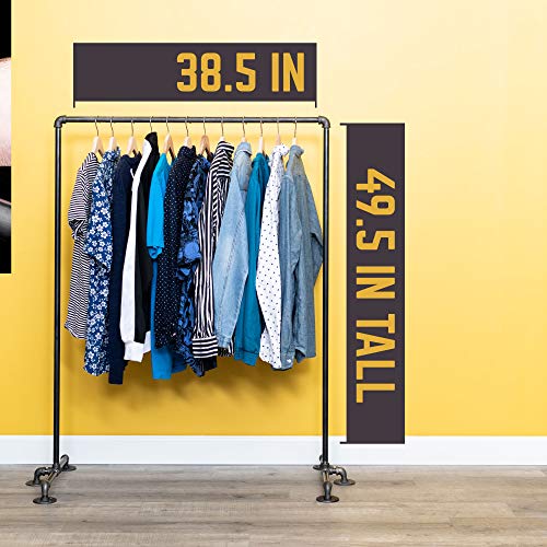 Pipe Décor Freestanding Industrial Pipe Clothing Rack, Commercial Or Residential Wardrobe Clothes Display, Heavy Duty Rustic Vintage Steel Grey Black Metal Garment Frame, 49.5 In. H #TOP4