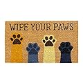 Avera Products Wipe Your Paws Natural Coir Doormat Anti-Slip Rubber Back | 17" x 29" Perfect for Outdoors | Low Maintenance Animal Welcome Mat | Colorful and Fun Pet Approved