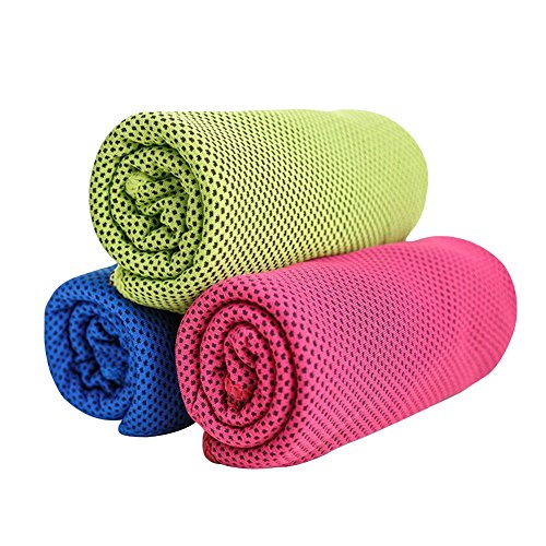 MAIBU Refroidissement Serviettes Glace - Paquet de 3 100 x 30 cm Microfibre Hommes ou Femmes Serviettes Froides pour Yoga Voyage Golf Camping Football Sports de Plein air