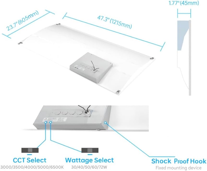 48 Pack 2x4 Center Basket LED Troffer Panel Light, 30/40/50/60/72W, 5CCT 3000K|3500K|4000K|5000K|6500K,Dimmable Drop Ceiling Lights,3750/5000/6250/7500/9000 Lumens,120-277V, ETL DLC Premium