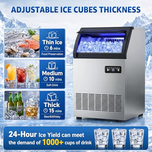 Fabricadora de hielo comercial 260 lbs/24h con depósito 35 lbs miniatura 3
