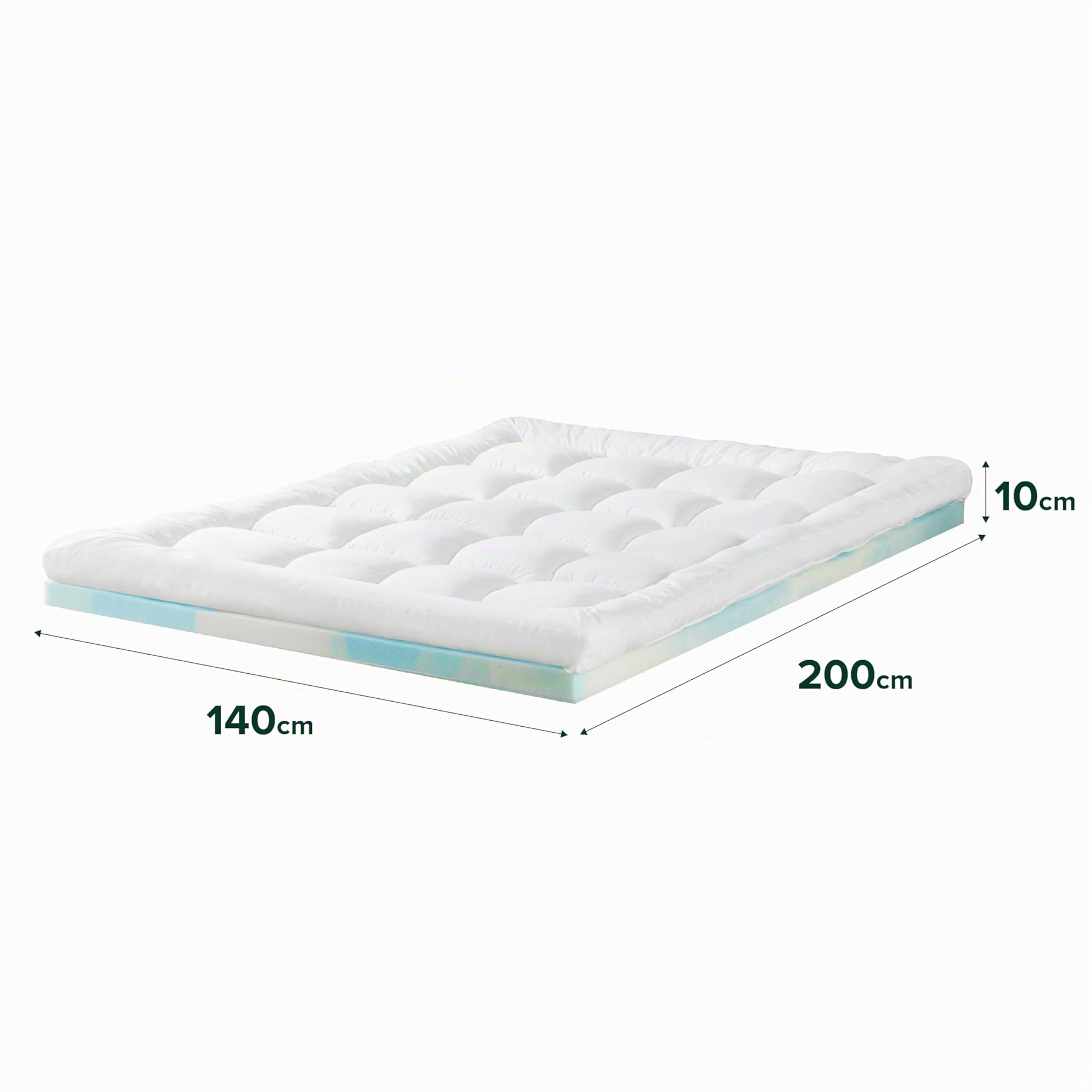 Zinus Surmatelas en Mousse viscoélastique - 140 x 200 cm - Épaisseur 10 cm - Design à cellules Ouvertes - Certifié Oeko-Tex - Respirant et orthopédique - Confort Ergonomique - Résistance Moyenne -