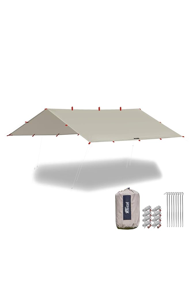バンドック スクエアタープTC サンドベージュ　フィールドア　ポール2本 FIELDOOR（フィールドア） | スクエアタープTC
