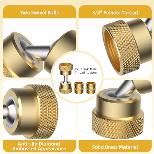 Image of 2 Pack Swivel Metal Garden Hose Adapter, 3 /4 inch Hose-Protect with 4 Adapters