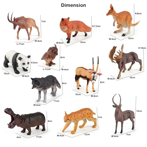 Image of BIG SIZE 12PCs Wildlife Jungle Animals Toys for Kids 3+| Realistic Forest Animal Action Figures Zoo Janwar Toy Set for Boys & Girls School Project Toys Birthday Children Decor | Education Item