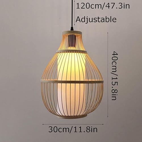 Miniatura 6 de Lámpara colgante de linterna tejida de bambú retro de granja, lámpara colgante rústica antigua Celing para restaurante, sala de estar, lámpara