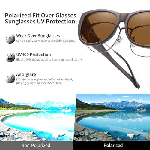 Image of GEGURI Polarized Sunglasses Fit Over Glasses for Men Women, Oversized Square Sun Glasses UV400 Protection Shades