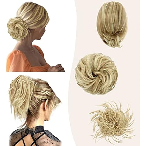 BARSDAR 3PCS Hair Bun Extensions, Messy Bun Hairpiece Straight Short Ponytail Bun Tousled Updo Hair Extension Curly Synthetic Chignon Elastic Easy Hair Scrunchie For Women Cover