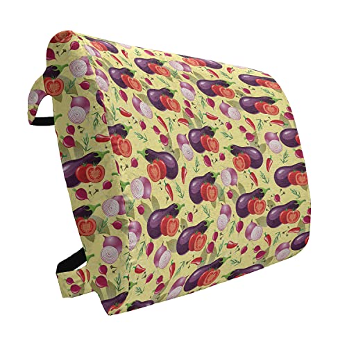 Ambesonne Eggplant Lumbar Back Support Pillow, Eggplant Tomato Raddish Onion