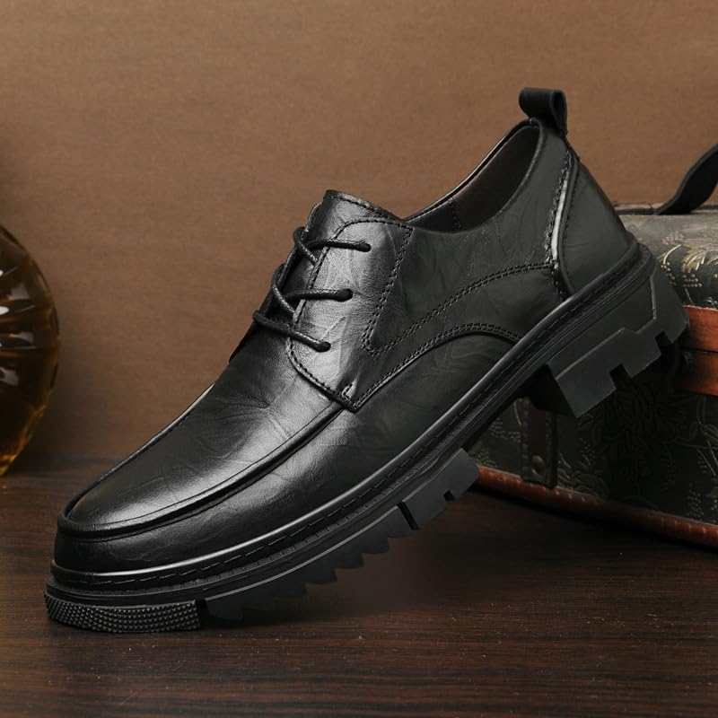 Men's Business Shoes Black Lace-up Casual Shoes Height-Enhancing Breathable Versatile Non-Slip Comfortable Shoes for Men(8)4