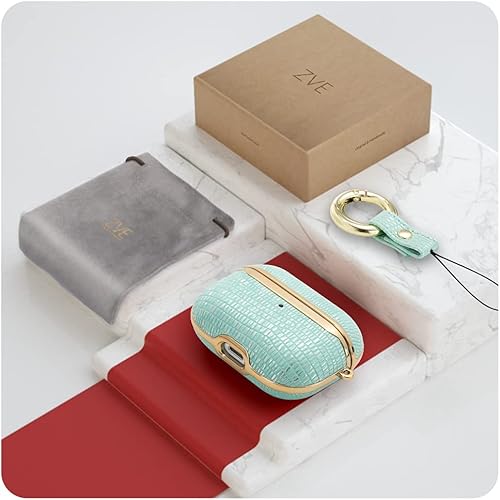 Miniatura 5 de ZVE Funda diseñada para AirPods 3, funda protectora de piel de 360 con correa para la muñeca, funda elegante para AirPods 3 funda de carga