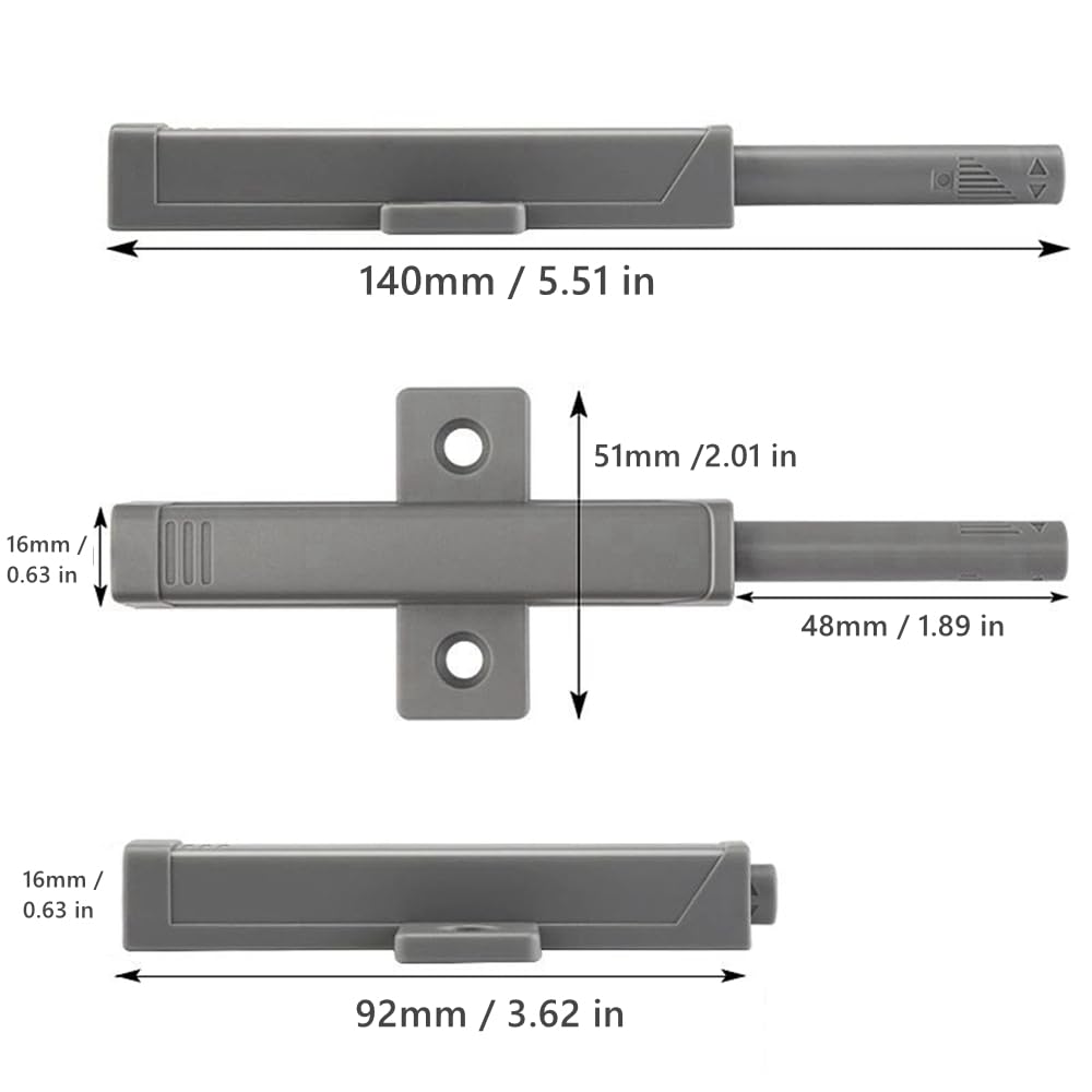 FarDeer Push to Open Door Catch 2 Pack Heavy Duty Push Open Door Latch Powerful 48 N Spring Release Open Catch for Large Wardrobe Closet Grey Door Damper Closure Magnet Press Open - Image 2