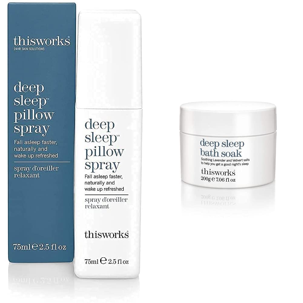 This WorksDeep Sleep Pillow Spray and Bath Soak Bundle