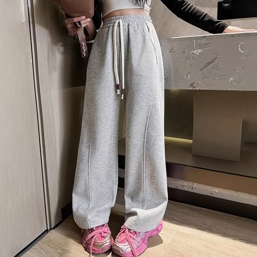Teen Girls Stylish Straight Sweatpants Baggy Elastic High Waist Solid Color Sport Pants Casual Comfy Soft Trouser3