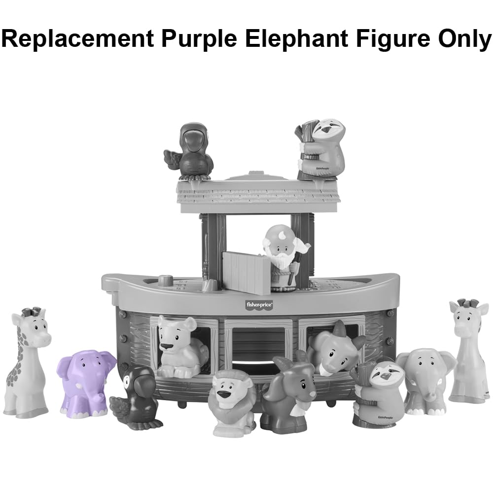 Część zamienna do Fisher-Price Little People Noah's Ark Playset - HNG03 ~ zapasowy fioletowy słoń ~ Współpracuje z innymi zestawami ~ Figurka biblijna dla dzieci