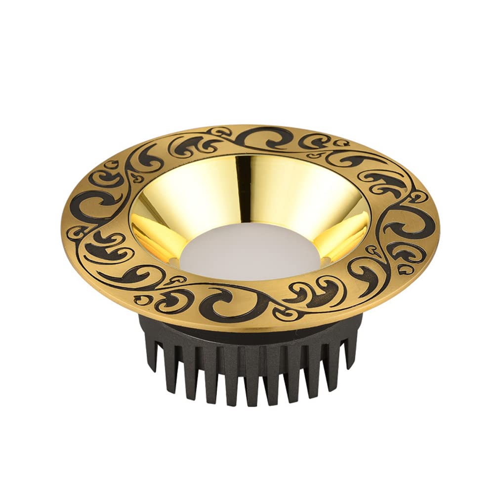 GTHTUHFD 4-5 Inch Led Brass Recessed Retrofit Downlight Black Pattern Eyeball Spotlights 12W,14W,16W,18W Round Can Lights,Anti-Glare Wafer Light, Simple Installation,16w-6000k