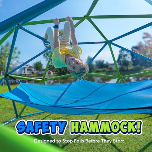 Image of Zupapa Climbing Dome with Hammock, Supports up to 1200lbs Jungle Gym, 10FT Dome Climber with Hammock for Kids 3 to 10 Outdoor Play Equipment