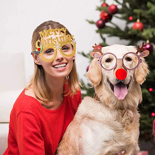 DERAYEE Weihnachtsbrille, 6 Stück Weihnachtsbrillen, Weihnachten Brille Rahmen für Deko Weihnachten