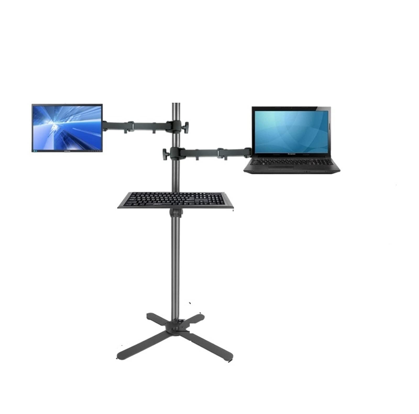YNBSHGAA DL-UP20H X Shape Base Big Height Adjustable160cm 150cm Workstation Monitor Floor Stand +keyboard Tray Laptop Tray Holder,DL-UP20