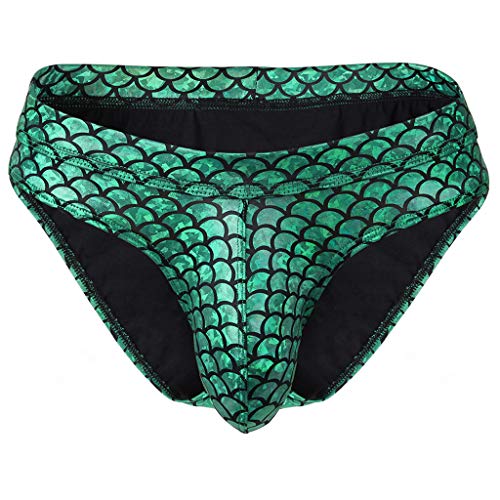 AGJGFM Men's Thong Underwear Sexy Bulge Pouch Briefs Fish Scales Swimming Trunks Mens Bathing Suits, Medium
