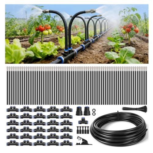 100FT High-Flow Irrigation System for Garden, 12mm Main Tubing, 60 Nozzles