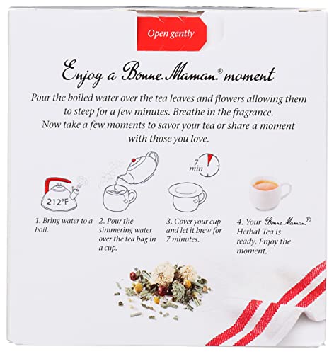 Bonne Maman Organic Herbal Tea Serenity: Lemon Balm, Lemongrass, Yarrow & Chamomile Blend, 16 Tea Bags (Pack of 1) - Image 3