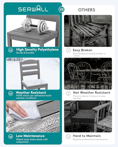 Image of SERWALL Outdoor HDPE Armless Dining Chairs Set of 4, Gray