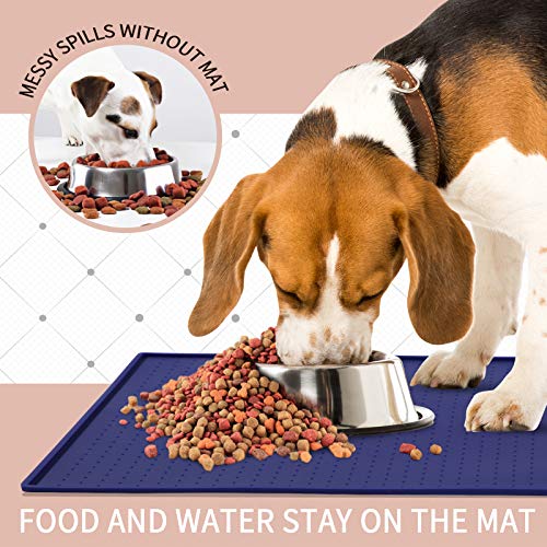 Senmipy Silicone Dog Food Mat - Waterproof Dog Bowl Mats For Food And Water Bowls, Raised Edges Non-Slip Cat Food Mat, Bpa Free Pet Mats For Dog Bowls (Xxl, Navy) #TOP3