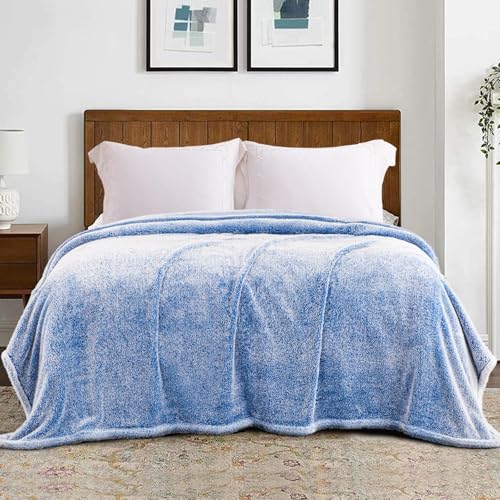 Image of Exclusivo Mezcla Plush Fuzzy Fleece Throw Blanket Extra Large, Super Soft, Fluffy and Warm Blankets for Couch, Bed, All Season (Mixed Cobalt Blue, 50x70 inches)