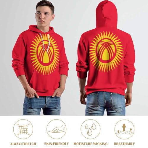 Sweat à capuche drapeau Kirghize de qualité supérieure, pull à manches longues pour homme - 6