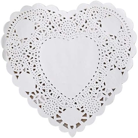 4 Inch Heart White Lace Paper Doilies for Wedding Decoration Valentine's Day Party Decor Pack of 100 Cover