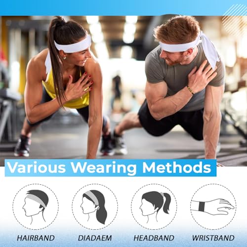 Image of Hiboom 50 Pcs Head Tie Headbands Men Women Ninja Karate Tie Athletic Sweatbands for Sports Basketball Tennis Running Workout