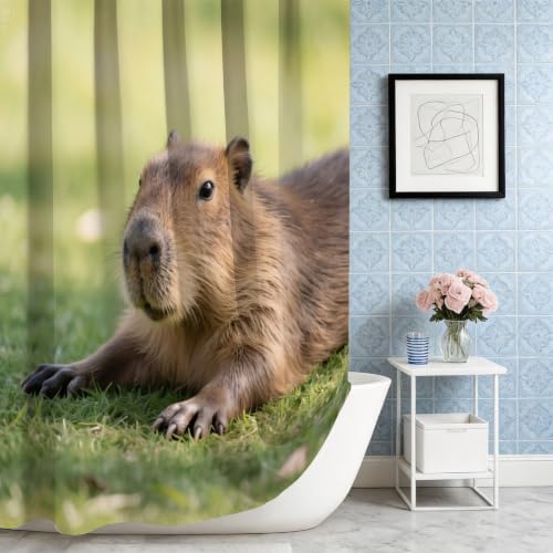 Rideau de douche capybara prairie imperméable en polyester anti moisissure - 5