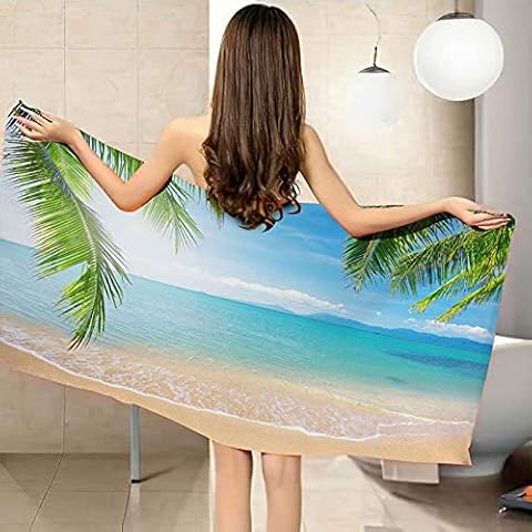 BZGAN Quick Drying Beach Towel XXL Swimming Bath Towel Gym Towel Beach Bath Towel 50X100Cm Blue Sand Beach Absorbent Fitness Camping Outdoor Water Sports Sweat Beach Seat Towel Cover