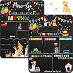 Tenare Dog Birthday Chalkboard Sign Pet Birthday Milestone Board Colorful Puppy Monthly Reusable Double Sided Doggy Chalkboard Sign for Photo Props Party Supplies Decoration 13.7 x 10 Inch