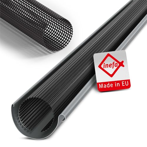 INEFA Grille pare-feuilles pour gouttière, protection gouttière PVC 100-125mm, 3m, noir, grille de gouttière made in Germany, protection idéale contre les...