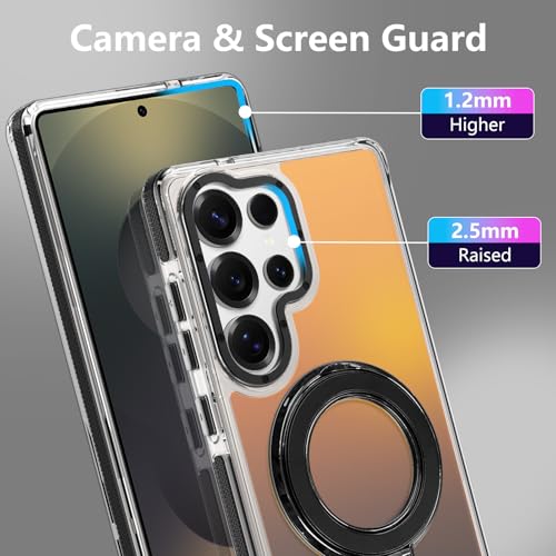 Image of Magnetic for Samsung Galaxy S25 Ultra Case with Stand [Compatible with Magsafe] [Cute Fluorescent Design] [1 Screen Protector] Slim Translucent Matte Case for Galaxy S25 Ultra 6.9 inch, Black
