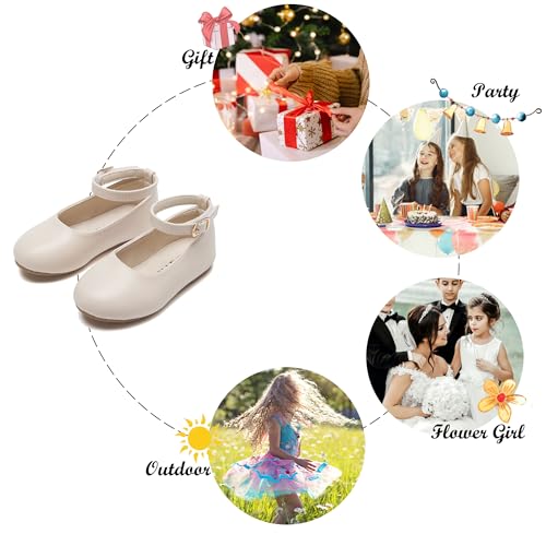 Image of Felix & Flora Girls Toddler Little Ballet Shoes - Flower Girls Mary Jane Flats Dress Shoes Party Wedding