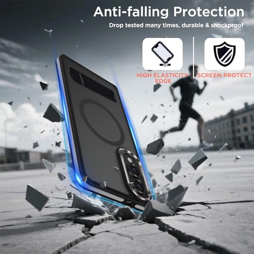 Image of MALEWOLF Case for Samsung Galaxy S25 Edge with Adjustable Stand, Slim Phone Case Fits for Magsafe, Color Hybrid Shockproof Protective Cover for Galaxy S25 Edge, Enhanced Non-Slip Grip (Black /Grey)