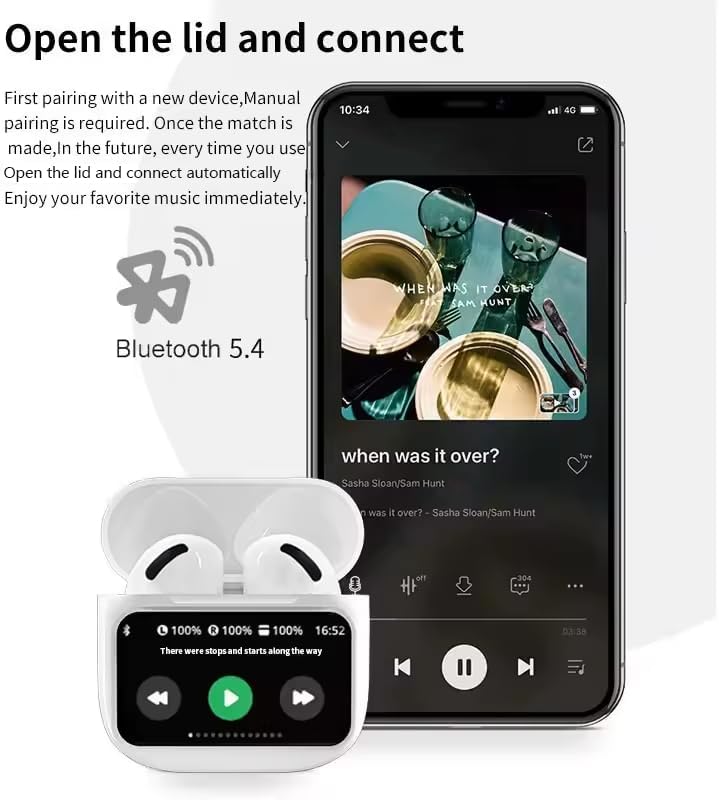 Touch-Screen Bluetooth 5.4 Wireless Earbuds HiFi Stereo Sound Ergonomic Design IPX7 Waterproof 4-40 Hour Long Playtime Multi-Function Headphones Compatible with Android/iOS - Image 2