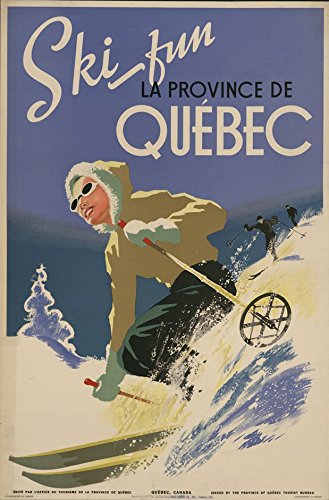 Poster Vintage Ski Québec Canada format A2 pour ambiance chalet