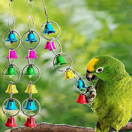 Uheng 3Pack Parrot Toy Activitoys Bells Bird Toy Colorful Chewing Hanging Cage Bite for Macaws Parakeet, 10inch